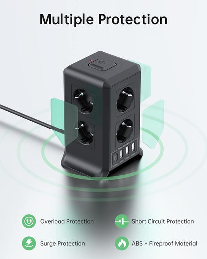 Multi-port power strip with switch, Sameriver 8-outlet power strip