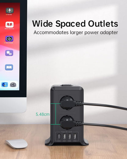 Multi-port power strip with switch, Sameriver 8-outlet power strip