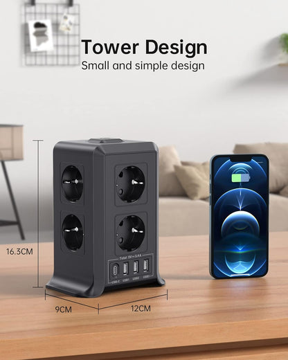Multi-port power strip with switch, Sameriver 8-outlet power strip