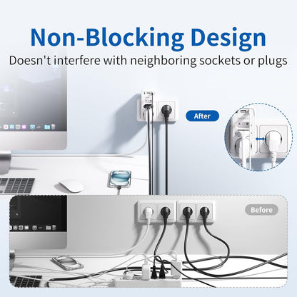 Six-in-one power socket featuring two USB-C ports and one USB port
