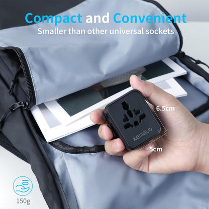 5-in-1 Worldwide Travel Adapter, Universal Adapter with USB Type-A
