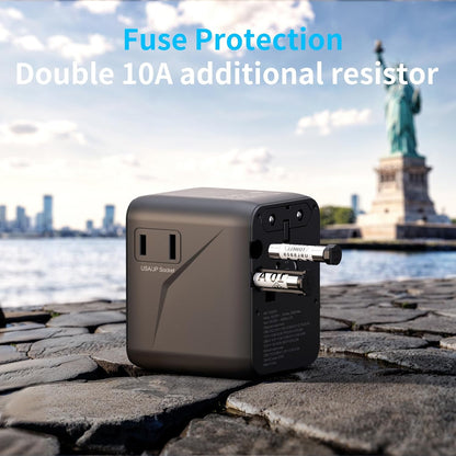 5-in-1 Worldwide Travel Adapter, Universal Adapter with USB Type-A