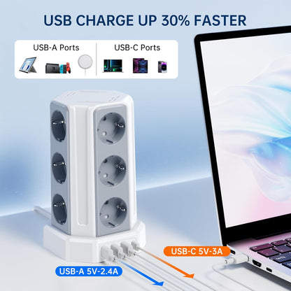 Sameriver 12-Outlet Power Strip with 5-Meter Extension Cord